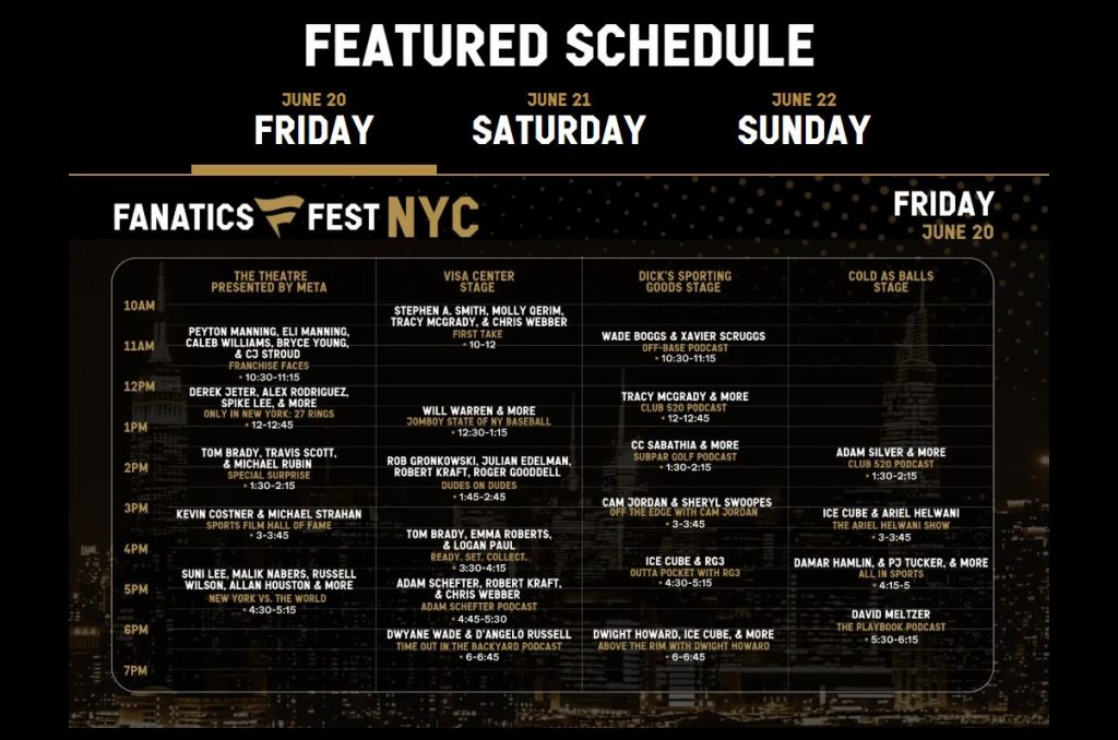 Fanatics Fest NYC - Schedule Friday