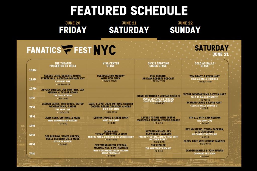Fanatics Fest NYC - Schedule Saturday