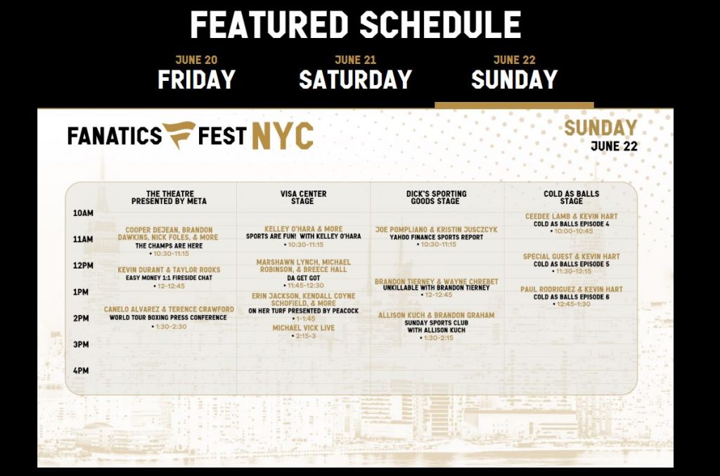 Fanatics Fest NYC - Schedule Sunday