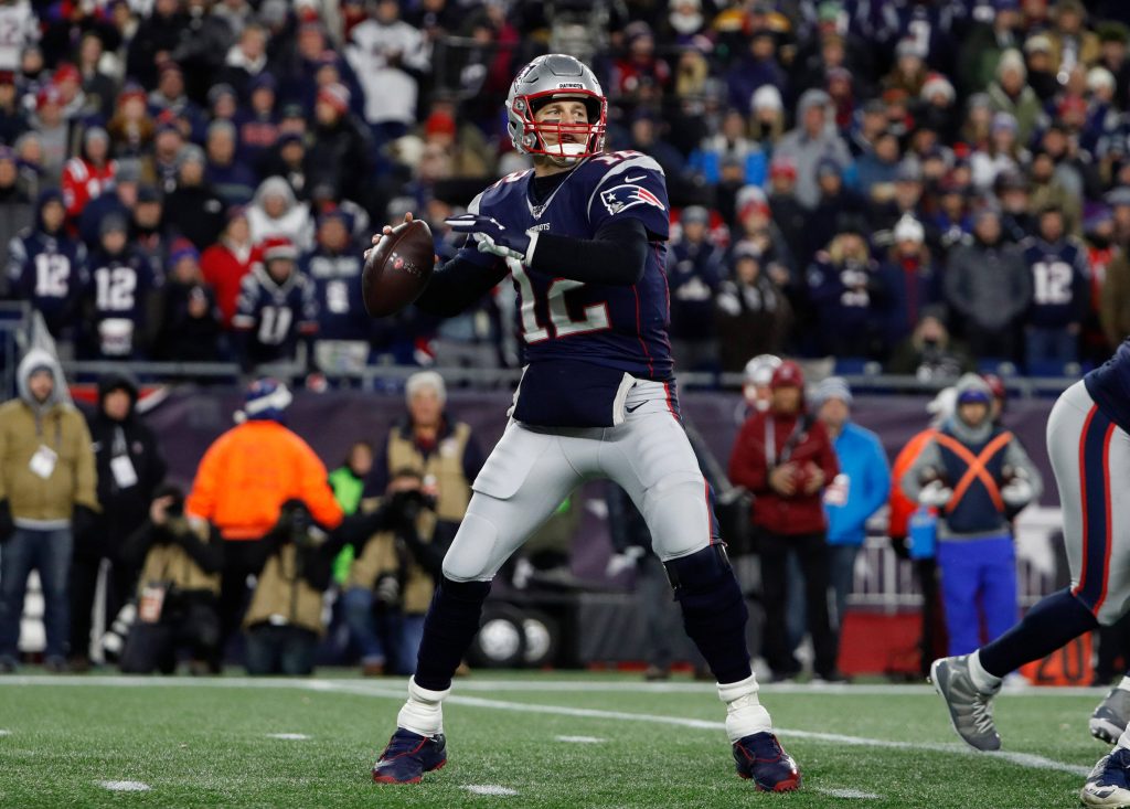 NFL, American Football Herren, USA Buffalo Bills at New England Patriots, Dec 21, 2019 Foxborough, Massachusetts, USA New England Patriots quarterback Tom Brady 12 drops back to throw against the Buffalo Bills during the second quarter at Gillette Stadium. Mandatory Credit: Winslow Townson-USA TODAY Sports, 21.12.2019 17:33:57, 13878870, Buffalo Bills, New England Patriots, Tom Brady, NFL, Gillette Stadium PUBLICATIONxINxGERxSUIxAUTxONLY Copyright: xWinslowxTownsonx 13878870