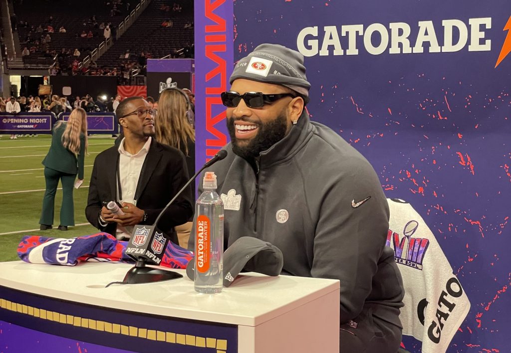 Trent Williams (49ers) bei der Super Bowl LVIII Opening Night