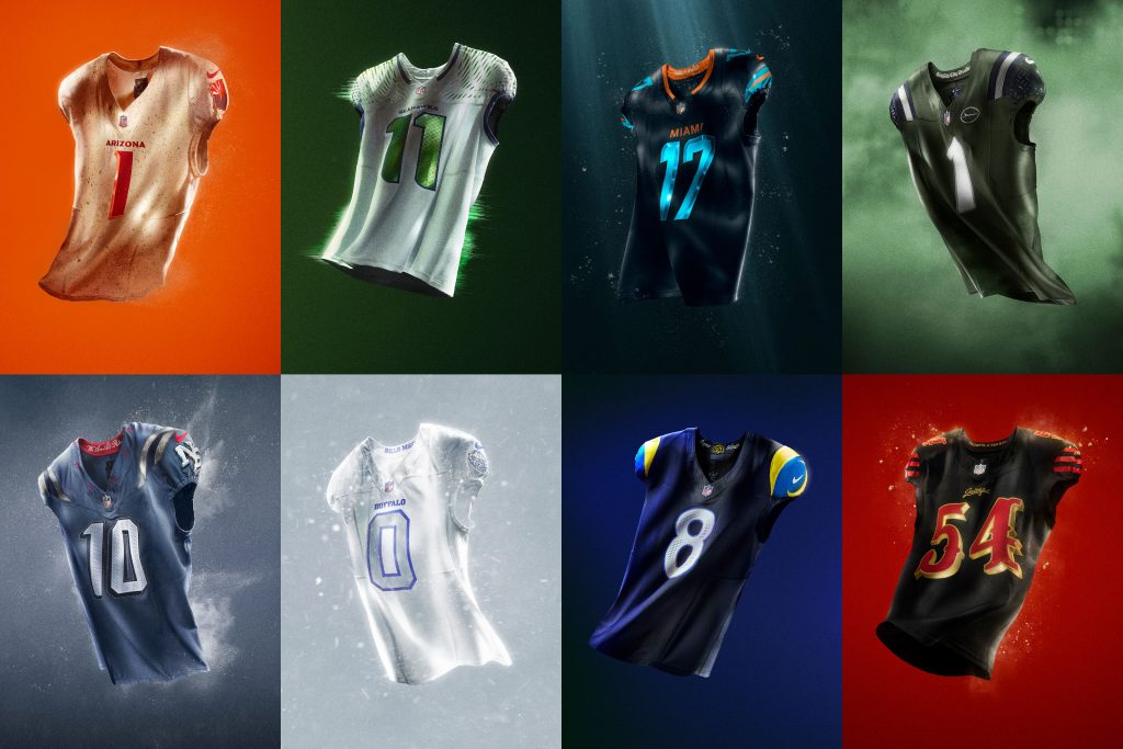 Alle acht Teams der ersten NFL Rivalries Uniformen 2025 – von den Cardinals bis zu den Seahawks – auf einen Blick.