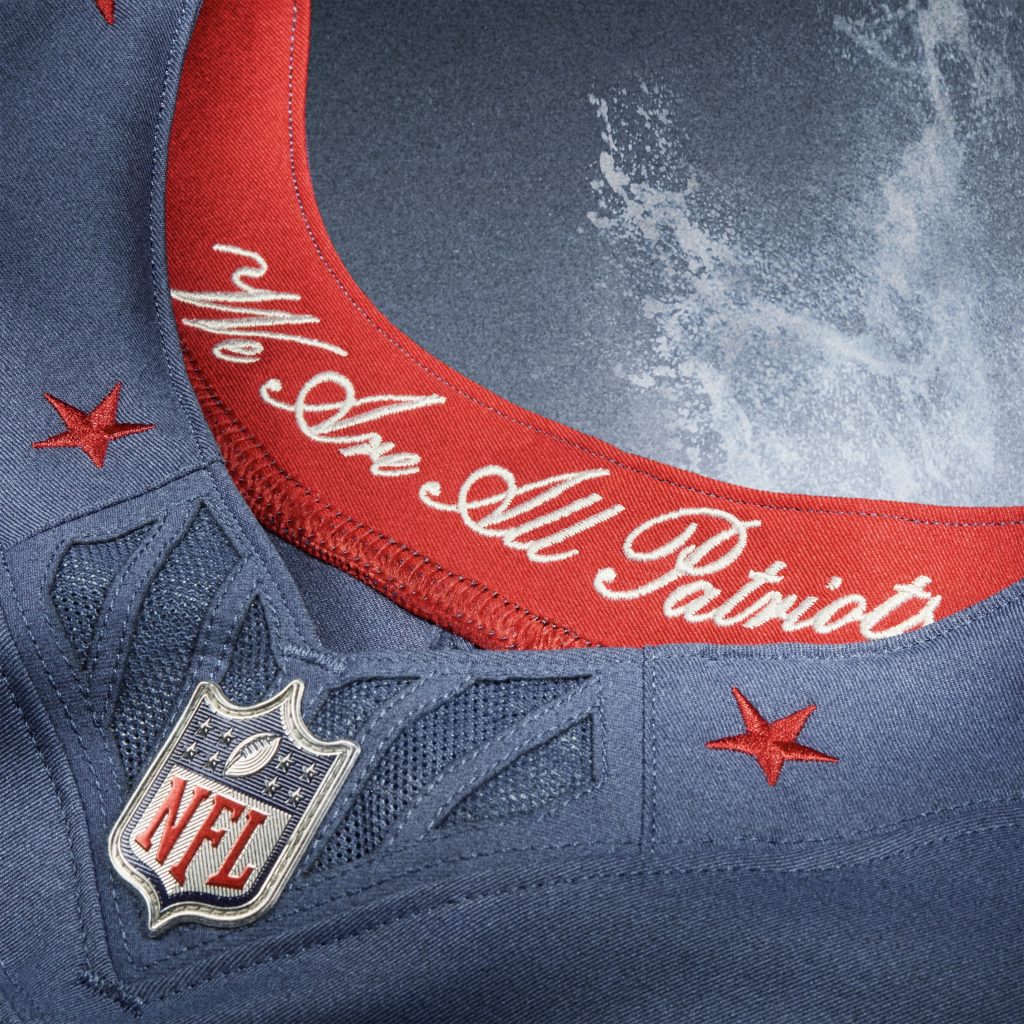 New England Patriots: Die Rivalries-Uniform der Patriots enthält Anspielungen auf Fans aus allen sechs Bundesstaaten Neuenglands: Maine, Vermont, New Hampshire, Massachusetts, Rhode Island und Connecticut.