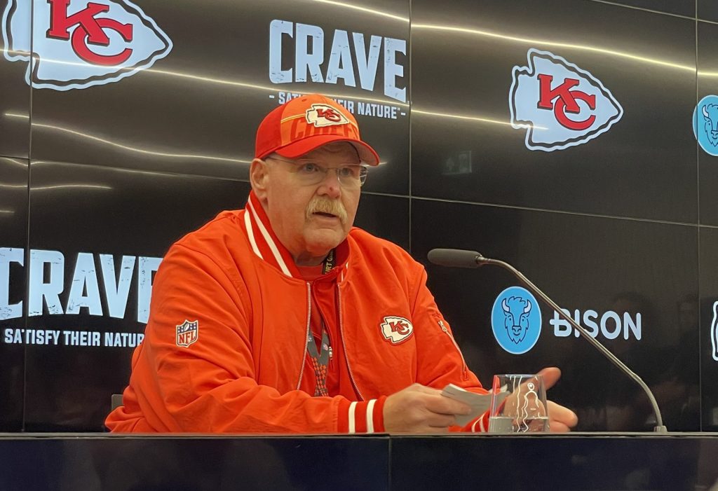 Chiefs Head Coach Andy Reid während der Pressekonferenz beim NFL Frankfurt Spiel