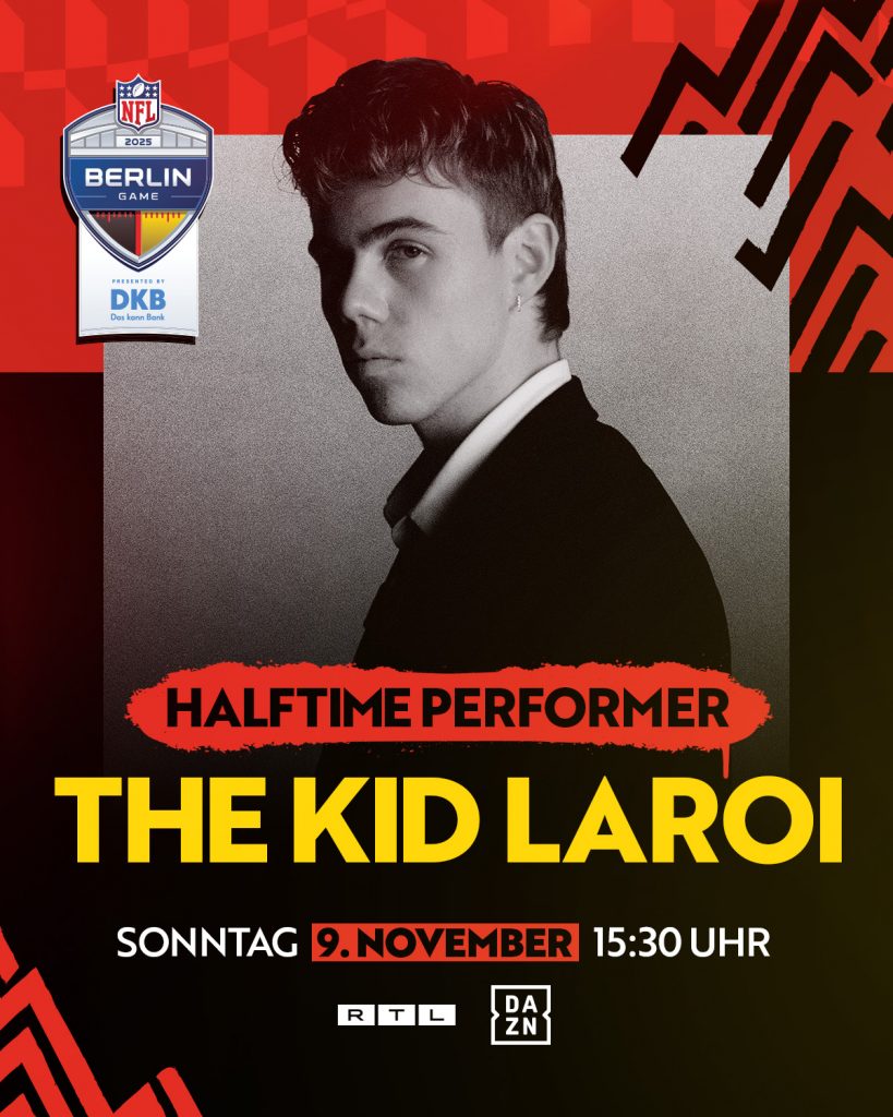 The Kid LAROI wird bei der Halftime Show des 2025 NFL Berlin Game im Olympiastadion Berlin auftreten – ein Highlight für Fans weltweit.