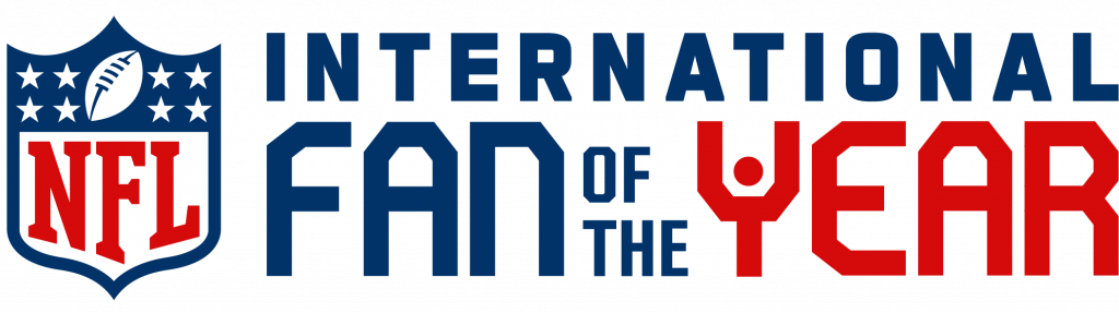 Das offizielle Logo des NFL International Fan of the Year – eine Auszeichnung für die engagiertesten Fans weltweit.