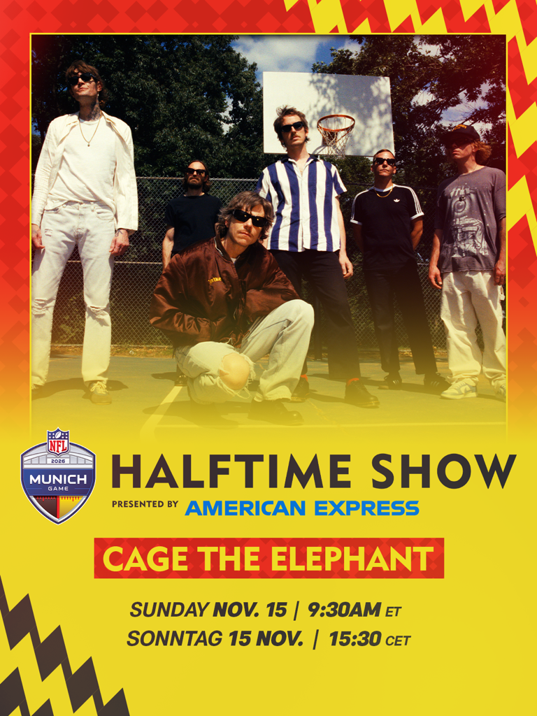 Cage The Elephant sind offiziell als Halftime-Act für das 2026 NFL Munich Game bestätigt. | Quelle: NFL