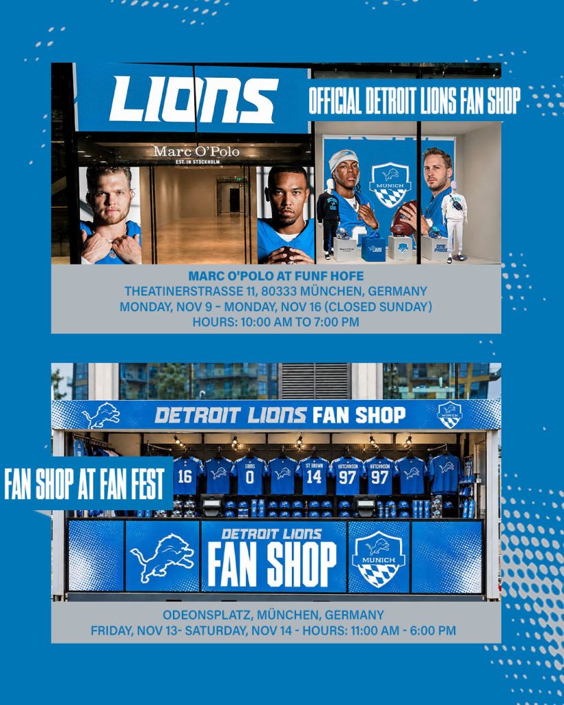 Im Lions Fan Shop gibt es exklusives Merchandise zum Munich Game | Quelle: Detroit Lions