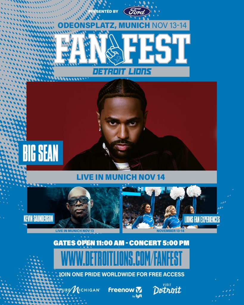 Live in München: Big Sean und Kevin Saunderson sorgen beim Lions Fan Fest für Detroiter Sound | Quelle: Detroit Lions